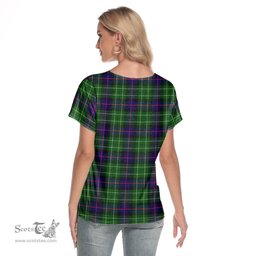 ScotsTee Shop Scottish Leslie Hunting Clan Tartan Womens V Neck T Shirt