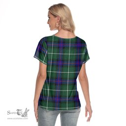 ScotsTee Shop Scottish MacDonald of the Isles Hunting Modern Clan Tartan Womens V Neck T Shirt