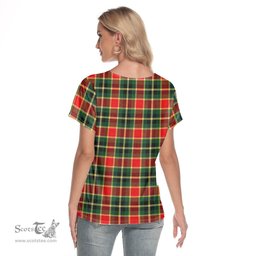 ScotsTee Shop Scottish MacLachlan Hunting Modern Clan Tartan Womens V Neck T Shirt