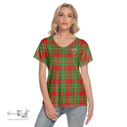 ScotsTee Shop Scottish MacGregor Modern Clan Crest Tartan Womens V Neck T Shirt