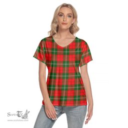 ScotsTee Shop Scottish Lennox Modern Clan Tartan Womens V Neck T Shirt