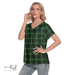 ScotsTee Shop Scottish MacArthur Modern Clan Tartan Womens V Neck T Shirt