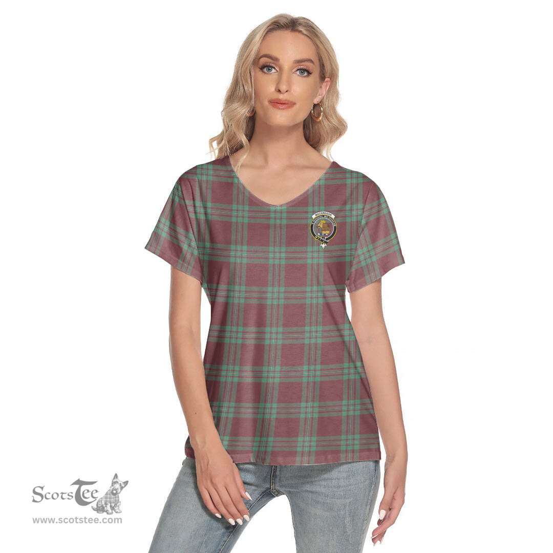ScotsTee Shop Scottish MacGregor Hunting Ancient Clan Crest Tartan Womens V Neck T Shirt