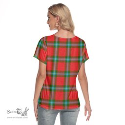 ScotsTee Shop Scottish MacLaine of Loch Buie Clan Tartan Womens V Neck T Shirt