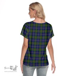 ScotsTee Shop Scottish MacLeod of Harris Modern Clan Tartan Womens V Neck T Shirt
