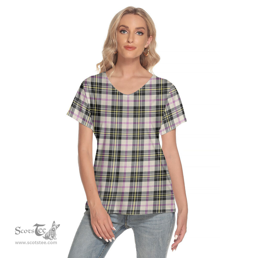 ScotsTee Shop Scottish MacPherson Dress Ancient Clan Tartan Womens V Neck T Shirt