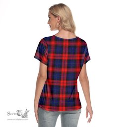 ScotsTee Shop Scottish MacLachlan Modern Clan Tartan Womens V Neck T Shirt