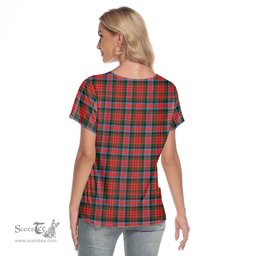 ScotsTee Shop Scottish MacDuff Modern Clan Crest Tartan Womens V Neck T Shirt