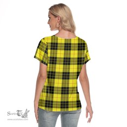 ScotsTee Shop Scottish MacLeod of Lewis Modern Clan Tartan Womens V Neck T Shirt