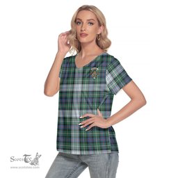 ScotsTee Shop Scottish MacKenzie Dress Ancient Clan Crest Tartan Womens V Neck T Shirt