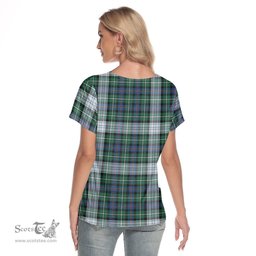 ScotsTee Shop Scottish MacKenzie Dress Ancient Clan Crest Tartan Womens V Neck T Shirt