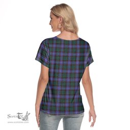 ScotsTee Shop Scottish Hunter Modern Clan Crest Tartan Womens V Neck T Shirt