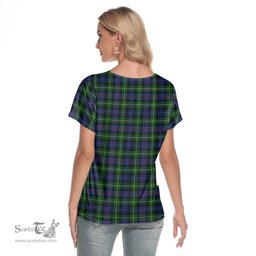 ScotsTee Shop Scottish MacKenzie Modern Clan Tartan Womens V Neck T Shirt