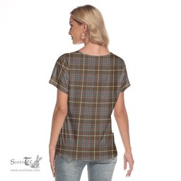 ScotsTee Shop Scottish MacIntyre Hunting Weathered Clan Crest Tartan Womens V Neck T Shirt