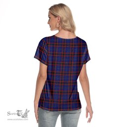 ScotsTee Shop Scottish Home Modern Clan Tartan Womens V Neck T Shirt