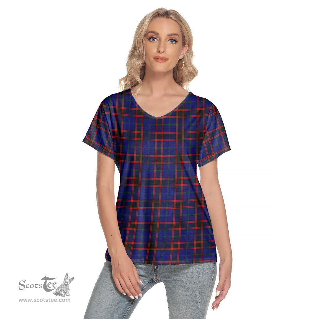 ScotsTee Shop Scottish Home Modern Clan Tartan Womens V Neck T Shirt