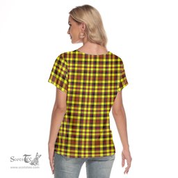ScotsTee Shop Scottish Jardine Clan Crest Tartan Womens V Neck T Shirt