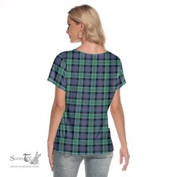 ScotsTee Shop Scottish MacTaggart Ancient Clan Tartan Womens V Neck T Shirt