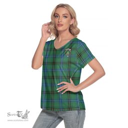 ScotsTee Shop Scottish Henderson Ancient Clan Crest Tartan Womens V Neck T Shirt