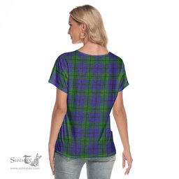 ScotsTee Shop Scottish Strachan Clan Crest Tartan Womens V Neck T Shirt