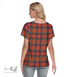 ScotsTee Shop Scottish Nicolson Ancient Clan Tartan Womens V Neck T Shirt