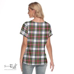 ScotsTee Shop Scottish Stewart Dress Modern Clan Tartan Womens V Neck T Shirt
