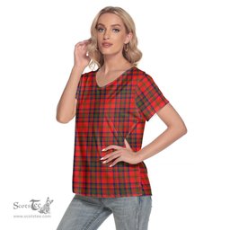 ScotsTee Shop Scottish Matheson Modern Clan Tartan Womens V Neck T Shirt