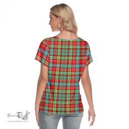 ScotsTee Shop Scottish Ogilvie Clan Crest Tartan Womens V Neck T Shirt