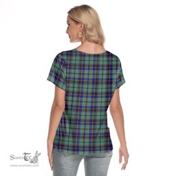 ScotsTee Shop Scottish Stevenson Clan Tartan Womens V Neck T Shirt