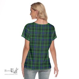 ScotsTee Shop Scottish Stewart Hunting Modern Clan Crest Tartan Womens V Neck T Shirt