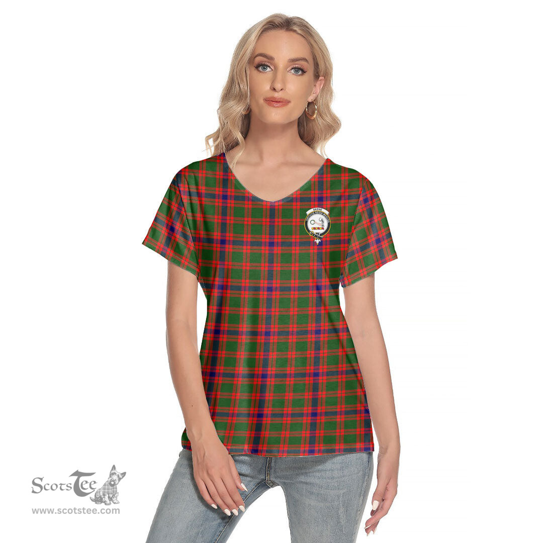 ScotsTee Shop Scottish Skene Modern Clan Crest Tartan Womens V Neck T Shirt