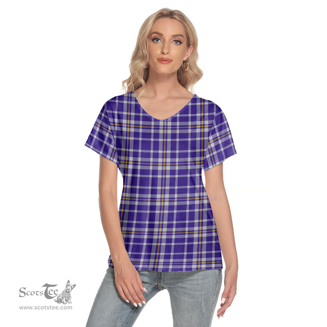 ScotsTee Shop Scottish Ochterlony Clan Tartan Womens V Neck T Shirt