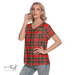 ScotsTee Shop Scottish Spens Modern Clan Crest Tartan Womens V Neck T Shirt