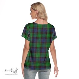 ScotsTee Shop Scottish Stewart Old Modern Clan Crest Tartan Womens V Neck T Shirt