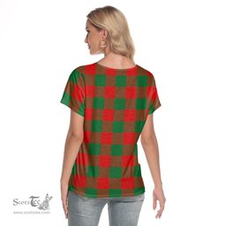ScotsTee Shop Scottish Moncrieffe Clan Tartan Womens V Neck T Shirt