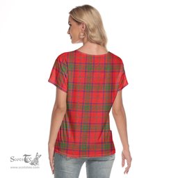 ScotsTee Shop Scottish Ross Modern Clan Crest Tartan Womens V Neck T Shirt