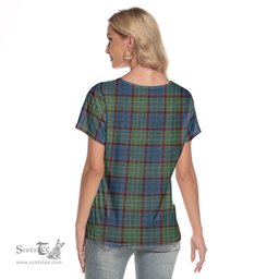 ScotsTee Shop Scottish Nicolson Hunting Ancient Clan Crest Tartan Womens V Neck T Shirt