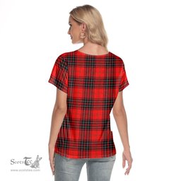 ScotsTee Shop Scottish Wemyss Modern Clan Tartan Womens V Neck T Shirt