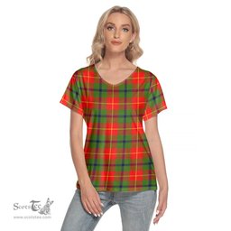 ScotsTee Shop Scottish Turnbull Dress Clan Tartan Womens V Neck T Shirt