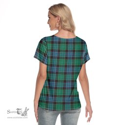 ScotsTee Shop Scottish Stewart Old Ancient Clan Crest Tartan Womens V Neck T Shirt
