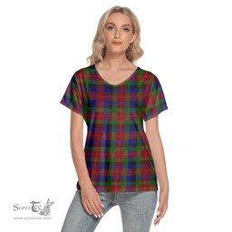 ScotsTee Shop Scottish Tennant Clan Tartan Womens V Neck T Shirt