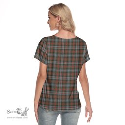 ScotsTee Shop Scottish Murray of Atholl Weathered Clan Crest Tartan Womens V Neck T Shirt