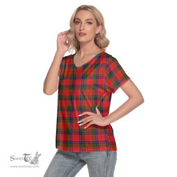 ScotsTee Shop Scottish Nicolson Modern Clan Tartan Womens V Neck T Shirt