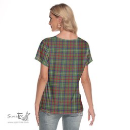 ScotsTee Shop Scottish Shaw Green Modern Clan Tartan Womens V Neck T Shirt