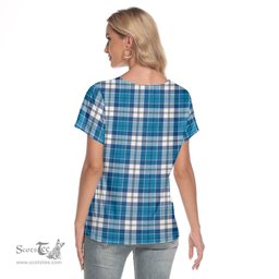 ScotsTee Shop Scottish Roberton Clan Tartan Womens V Neck T Shirt