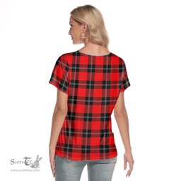 ScotsTee Shop Scottish Ramsay Modern Clan Crest Tartan Womens V Neck T Shirt