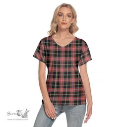 ScotsTee Shop Scottish Norwegian Night Clan Tartan Womens V Neck T Shirt