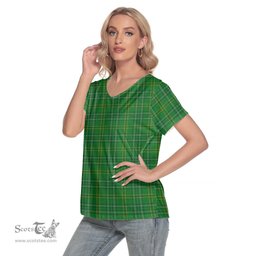 ScotsTee Shop Scottish Wexford County Clan Tartan Womens V Neck T Shirt