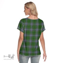 ScotsTee Shop Scottish Pringle Clan Crest Tartan Womens V Neck T Shirt