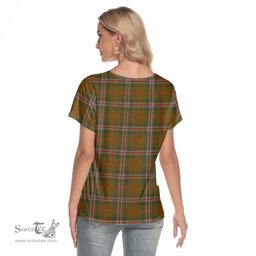 ScotsTee Shop Scottish SCOTT BROWN MODERN Clan Tartan Womens V Neck T Shirt